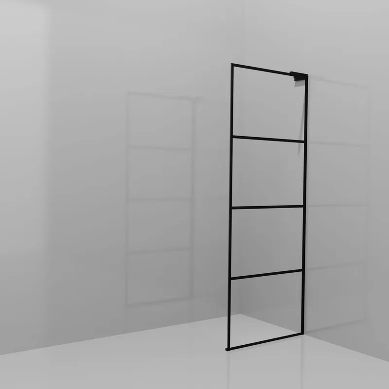 Balmani Modular douche à l‘italienne 80 x 200 cm, Lined, Profil Noir mat avec L-Shape