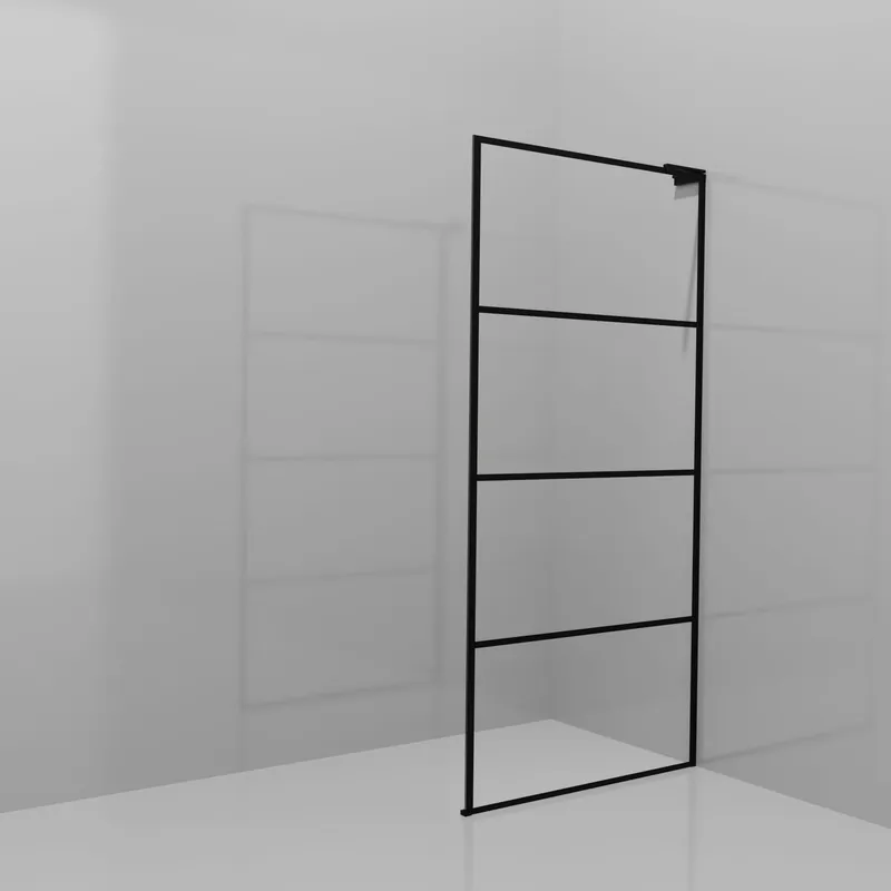 Balmani Modular douche à l‘italienne 100 x 200 cm, Lined, Profil Noir mat avec L-Shape
