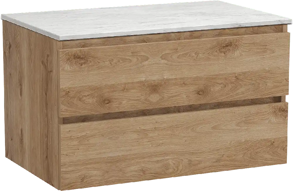 Balmani Lucida meuble salle de bains suspendu 90 x 55 cm chêne brut avec Stretto tablette simple en marbre carrare