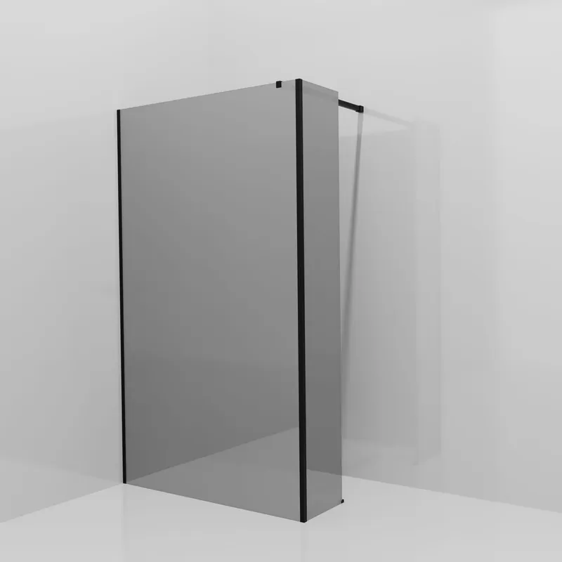 Balmani Modular douche à l‘italienne avec paroi latérale fixe 120 x 200 cm, Verre miroir reflex, Profil Noir mat