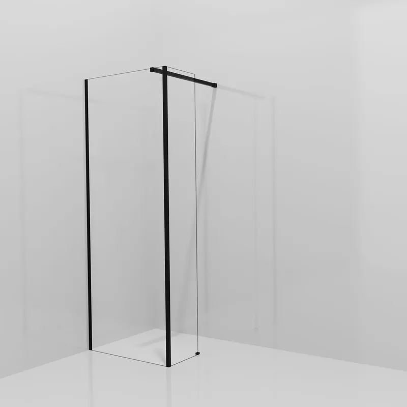 Balmani Modular douche à l‘italienne avec paroi latérale fixe 80 x 200 cm, Verre extra transparent, avec coating, Profil Noir mat