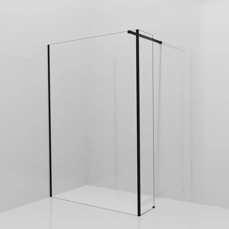 Balmani Modular douche à l‘italienne avec paroi latérale fixe 140 x 200 cm, Verre extra transparent, avec coating, Profil Noir mat