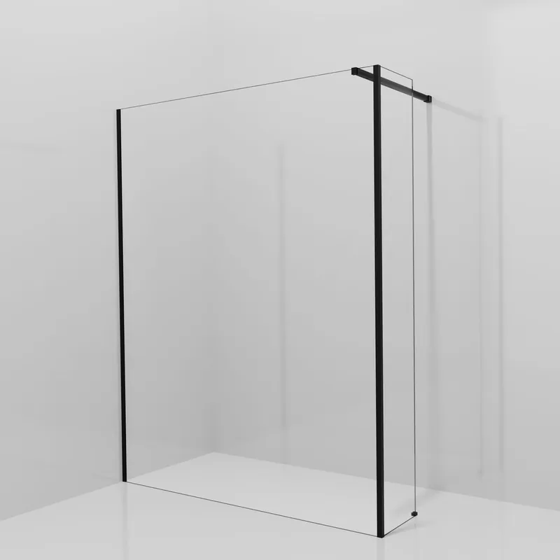 Balmani Modular douche à l‘italienne avec paroi latérale fixe 160 x 200 cm, Verre extra transparent, avec coating, Profil Noir mat