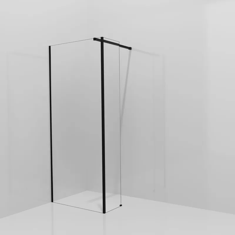 Balmani Modular douche à l‘italienne avec paroi latérale fixe 90 x 200 cm, Permafrost, avec coating, Profil Noir mat