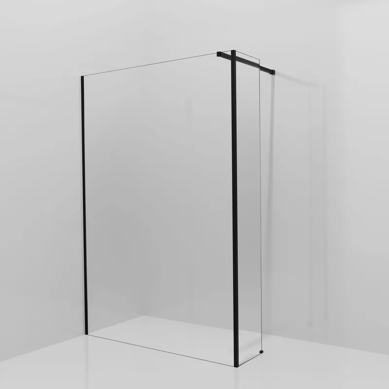 Balmani Modular douche à l‘italienne avec paroi latérale fixe 140 x 200 cm, Permafrost, avec coating, Profil Noir mat