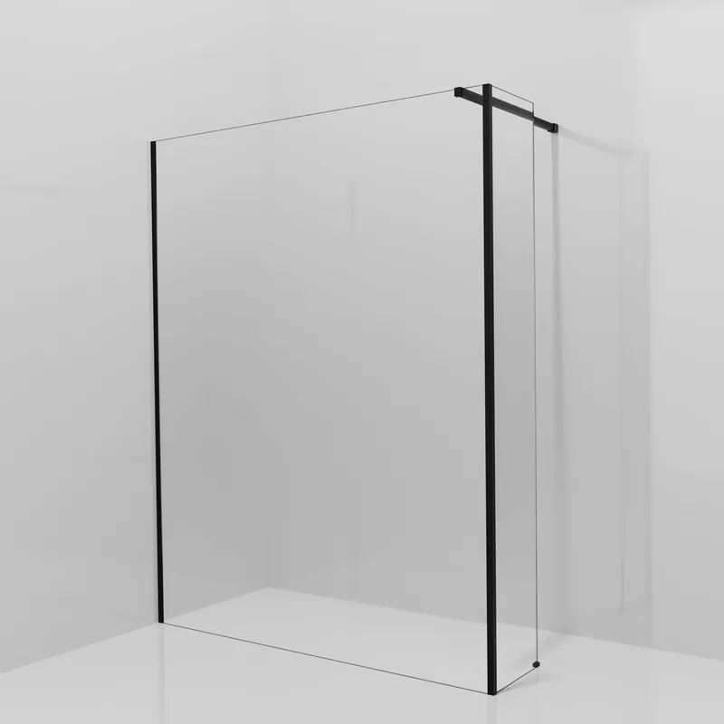 Balmani Modular douche à l‘italienne avec paroi latérale fixe 160 x 200 cm, Permafrost, avec coating, Profil Noir mat