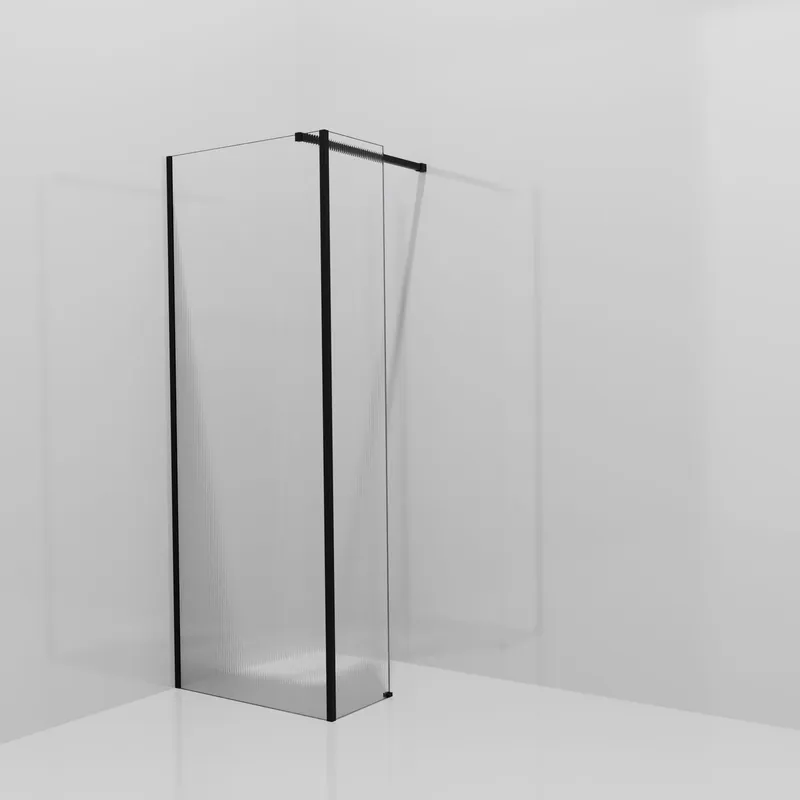 Balmani Modular douche à l‘italienne avec paroi latérale fixe 80 x 200 cm, Ribs, avec coating, Profil Noir mat
