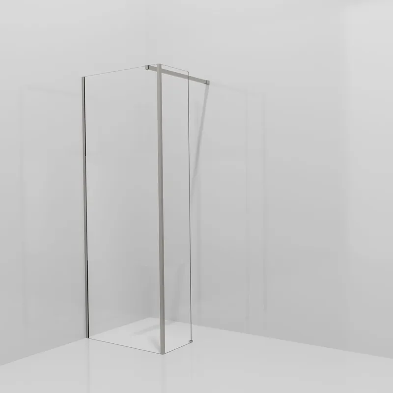 Balmani Modular douche à l‘italienne avec paroi latérale fixe 80 x 200 cm, Verre transparent avec bande mate, Profil Brushed Inox