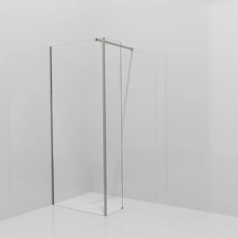 Balmani Modular douche à l‘italienne avec paroi latérale fixe 90 x 200 cm, Verre transparent avec bande mate, Profil Brushed Inox