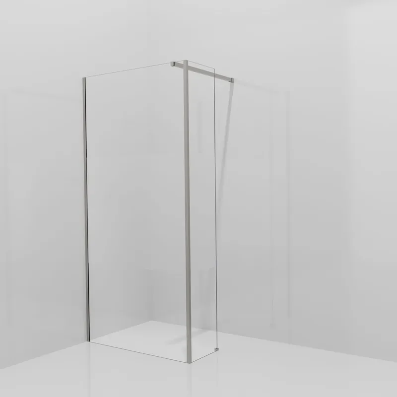 Balmani Modular douche à l‘italienne avec paroi latérale fixe 100 x 200 cm, Verre transparent avec bande mate, Profil Brushed Inox