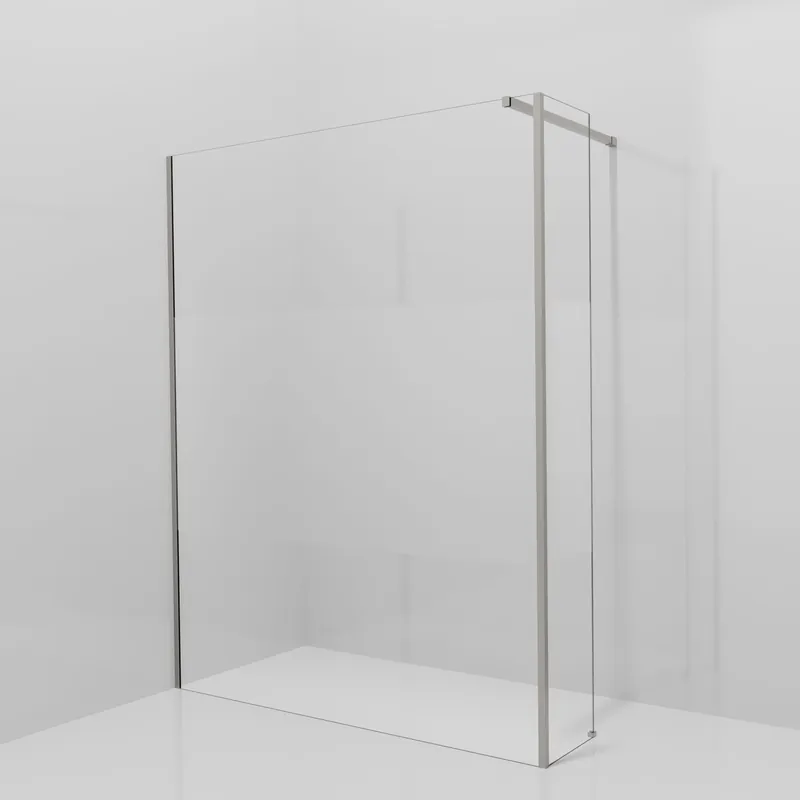 Balmani Modular douche à l‘italienne avec paroi latérale fixe 160 x 200 cm, Verre transparent avec bande mate, Profil Brushed Inox
