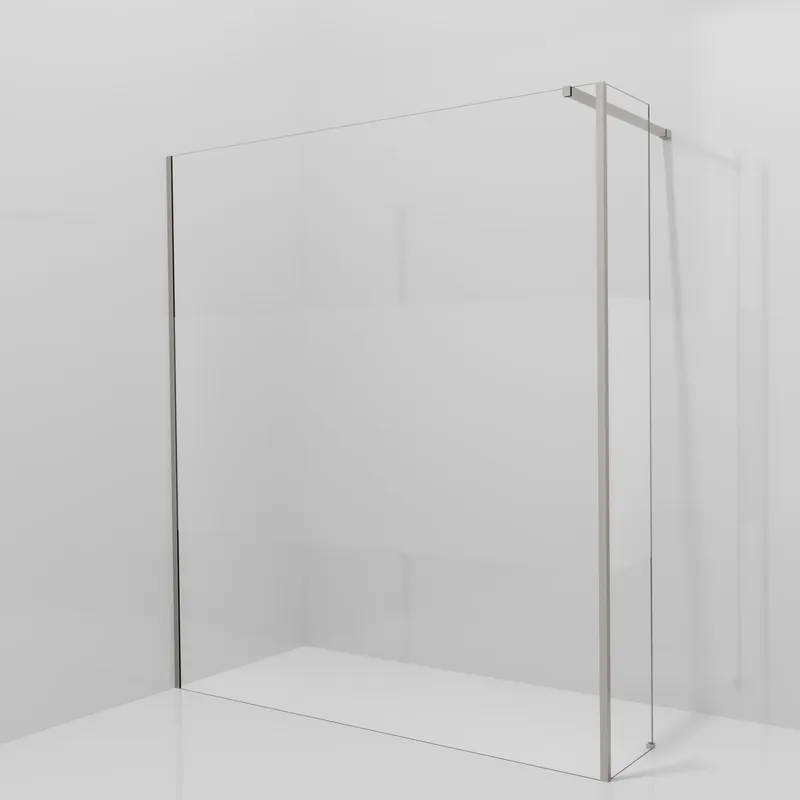 Balmani Modular douche à l‘italienne avec paroi latérale fixe 180 x 200 cm, Verre transparent avec bande mate, Profil Brushed Inox