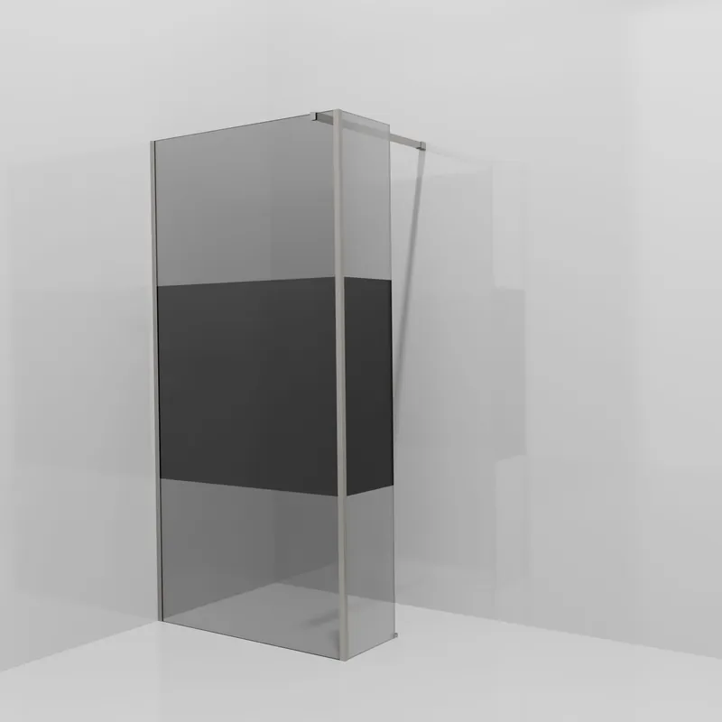 Balmani Modular douche à l‘italienne avec paroi latérale fixe 100 x 200 cm, Verre fumé avec bande mate, Profil Brushed Inox
