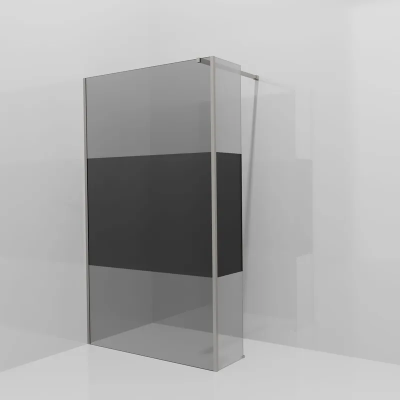 Balmani Modular douche à l‘italienne avec paroi latérale fixe 120 x 200 cm, Verre fumé avec bande mate, Profil Brushed Inox