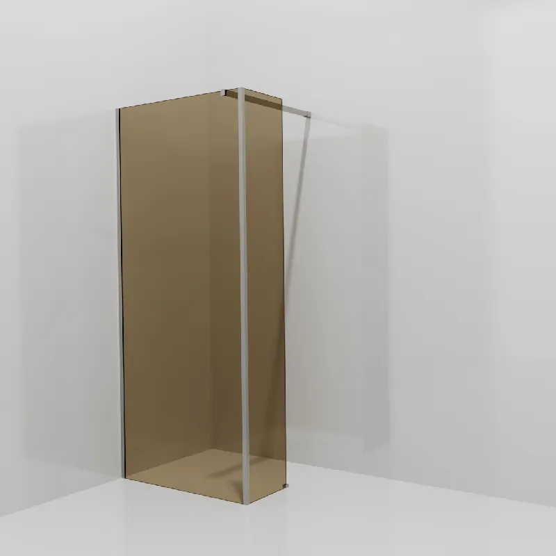 Balmani Modular douche à l‘italienne avec paroi latérale fixe 90 x 200 cm, Verre bronze, Profil Brushed Inox
