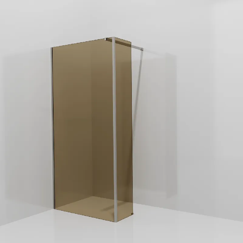 Balmani Modular douche à l‘italienne avec paroi latérale fixe 100 x 200 cm, Verre bronze, Profil Brushed Inox
