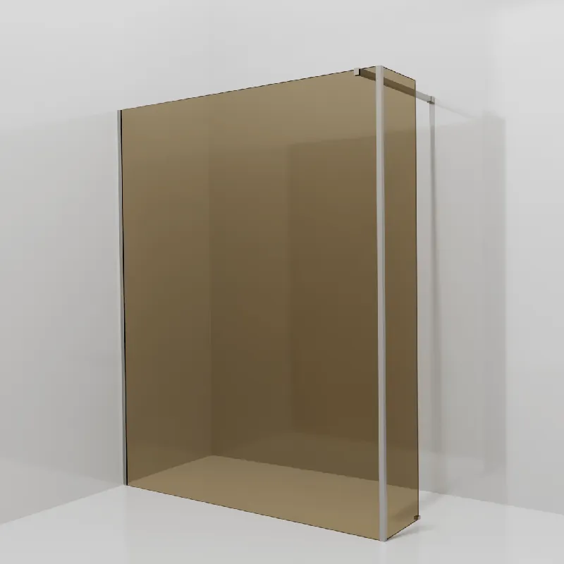 Balmani Modular douche à l‘italienne avec paroi latérale fixe 160 x 200 cm, Verre bronze, Profil Brushed Inox