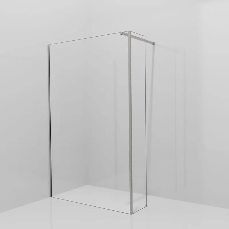 Balmani Modular douche à l‘italienne avec paroi latérale fixe 130 x 200 cm, Verre transparent, Profil Brushed Inox