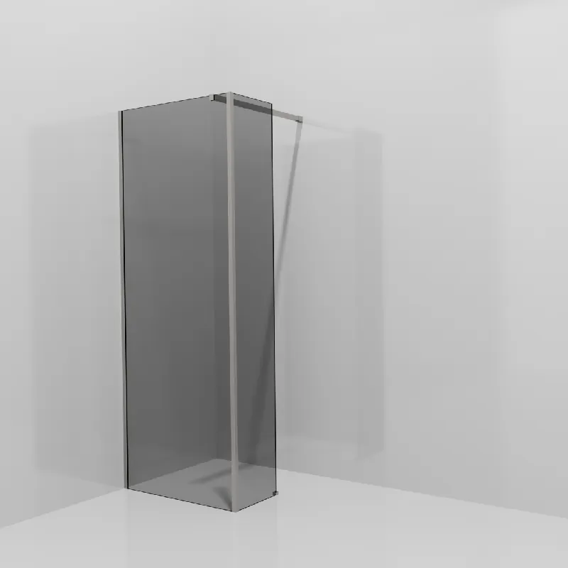 Balmani Modular douche à l‘italienne avec paroi latérale fixe 80 x 200 cm, Verre fumé, Profil Brushed Inox