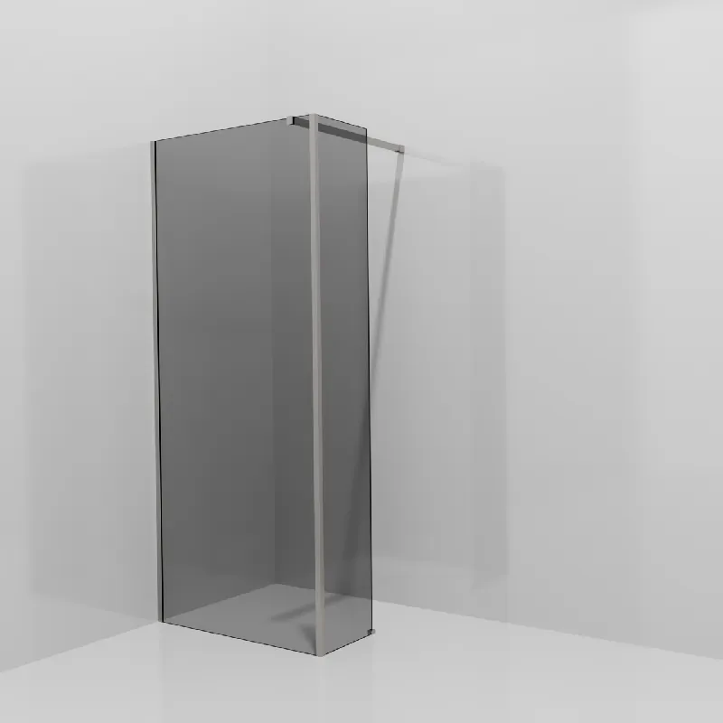 Balmani Modular douche à l‘italienne avec paroi latérale fixe 90 x 200 cm, Verre fumé, Profil Brushed Inox