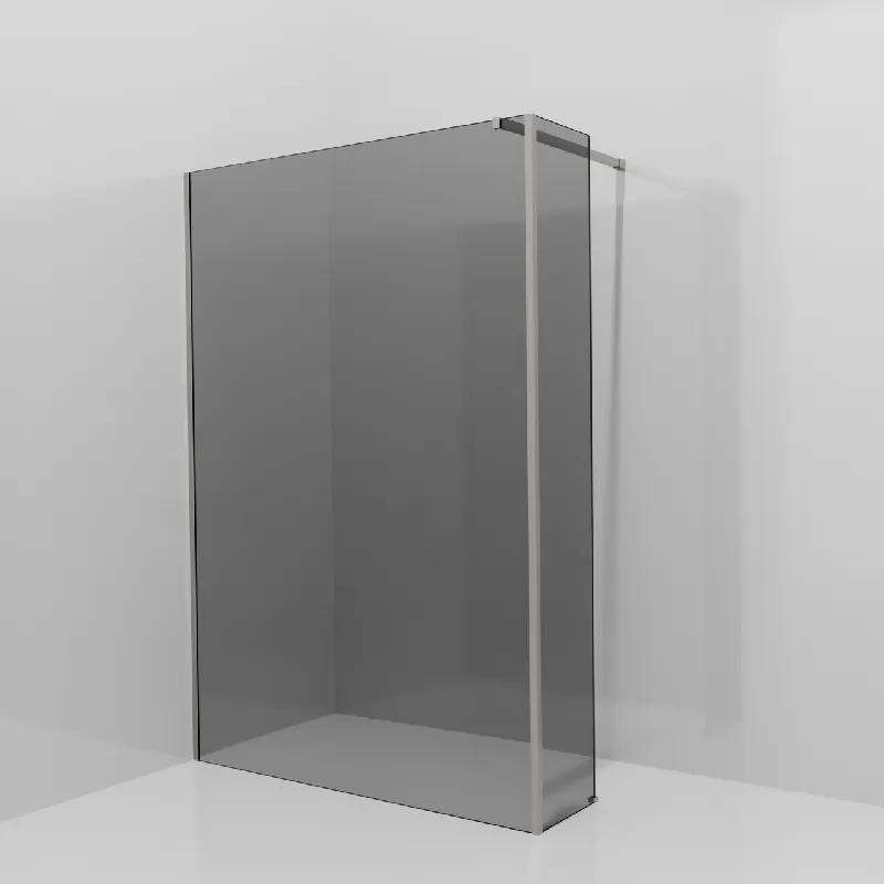 Balmani Modular douche à l‘italienne avec paroi latérale fixe 140 x 200 cm, Verre fumé, Profil Brushed Inox