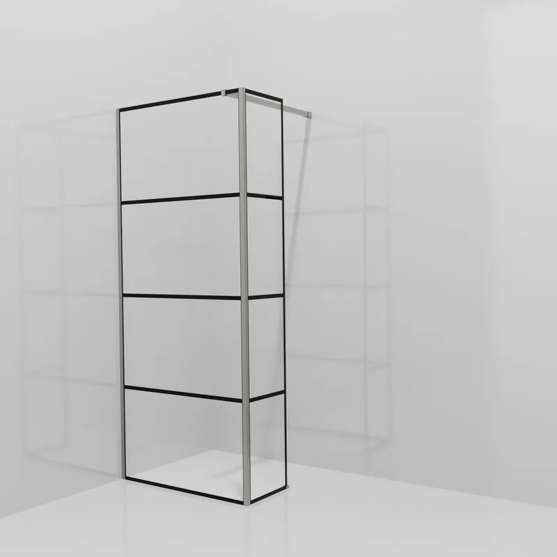 Balmani Modular douche à l‘italienne avec paroi latérale fixe 90 x 200 cm, Lined, Profil Brushed Inox