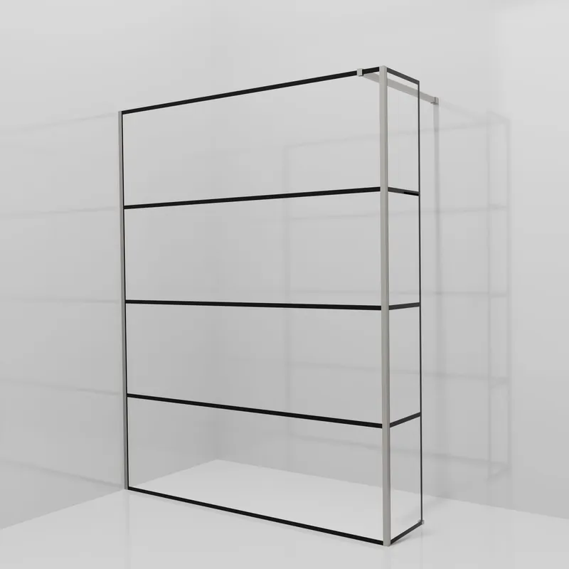 Balmani Modular douche à l‘italienne avec paroi latérale fixe 160 x 200 cm, Lined, Profil Brushed Inox