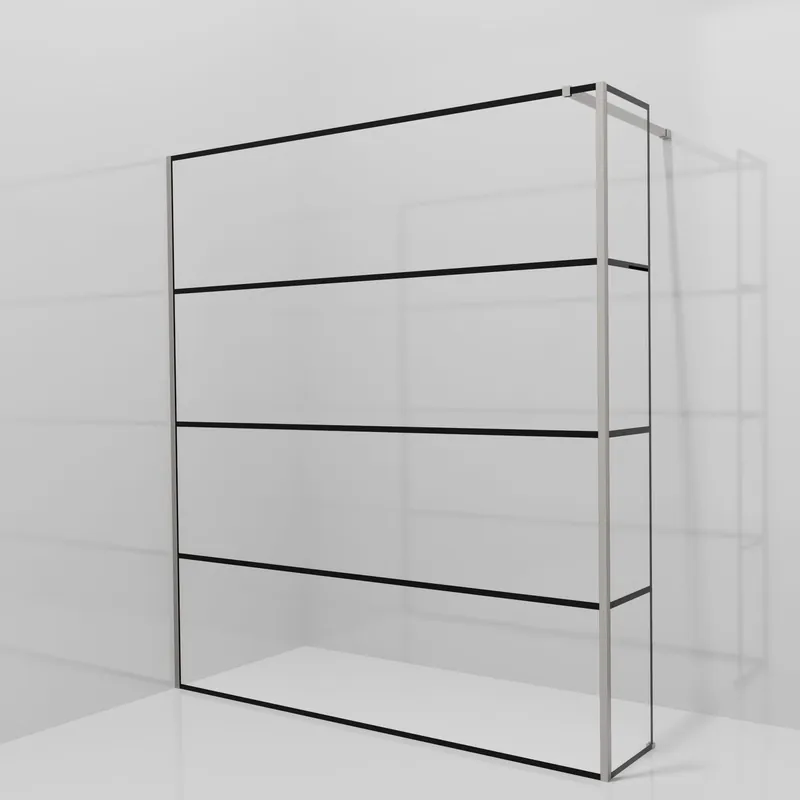 Balmani Modular douche à l‘italienne avec paroi latérale fixe 180 x 200 cm, Lined, Profil Brushed Inox