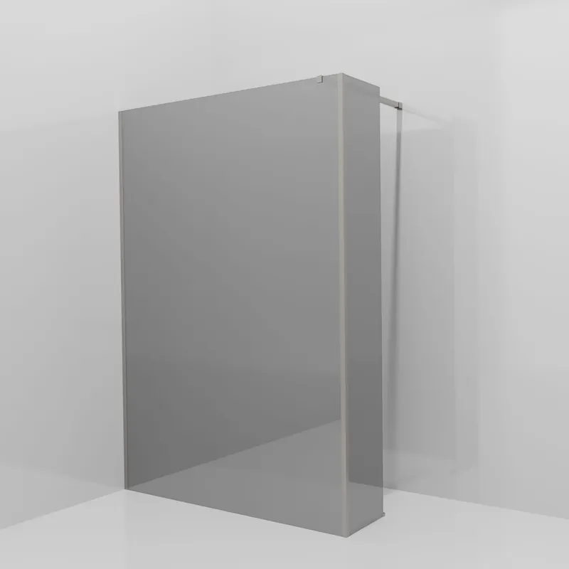 Balmani Modular douche à l‘italienne avec paroi latérale fixe 140 x 200 cm, Verre miroir reflex, Profil Brushed Inox