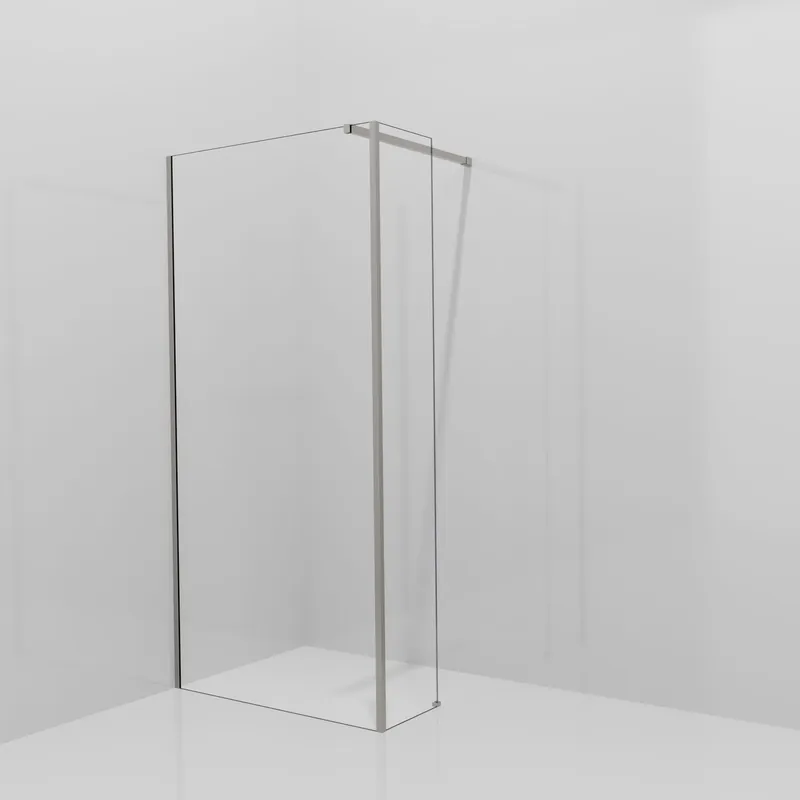Balmani Modular douche à l‘italienne avec paroi latérale fixe 100 x 200 cm, Verre extra transparent, avec coating, Profil Brushed Inox