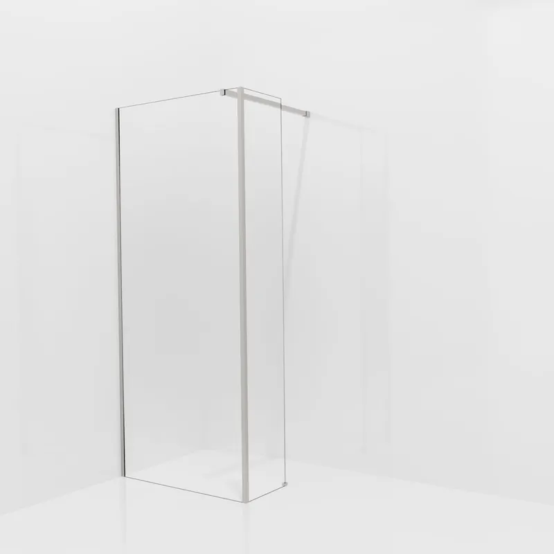 Balmani Modular douche à l‘italienne avec paroi latérale fixe 90 x 200 cm, Permafrost, avec coating, Profil Brushed Inox