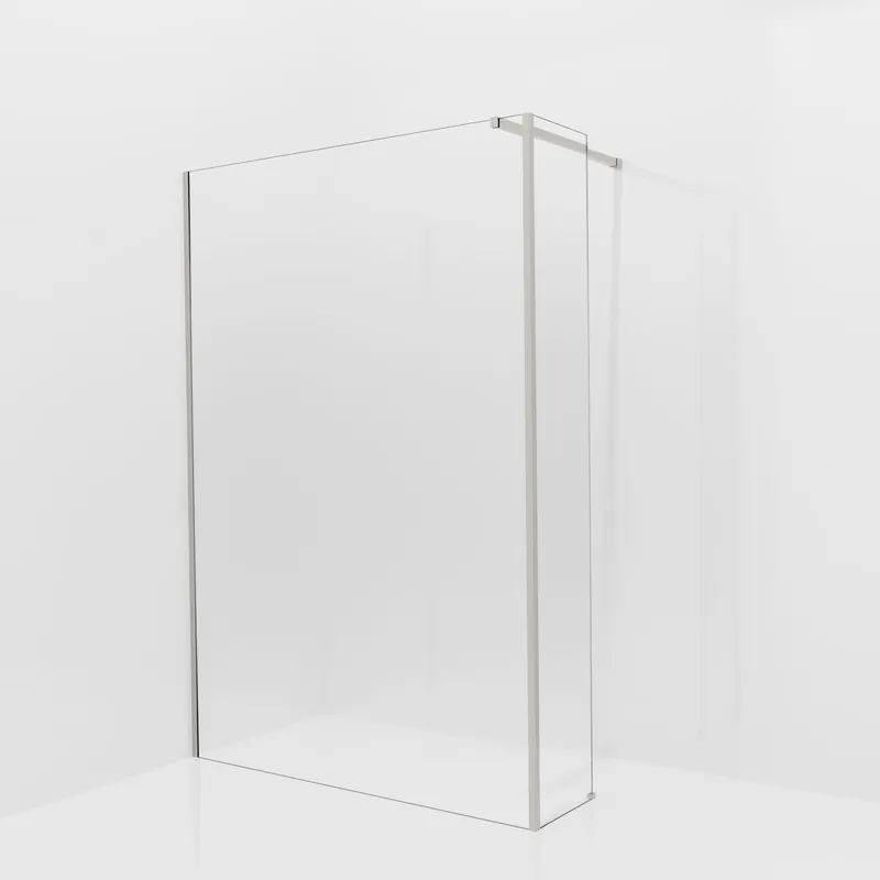 Balmani Modular douche à l‘italienne avec paroi latérale fixe 140 x 200 cm, Permafrost, avec coating, Profil Brushed Inox