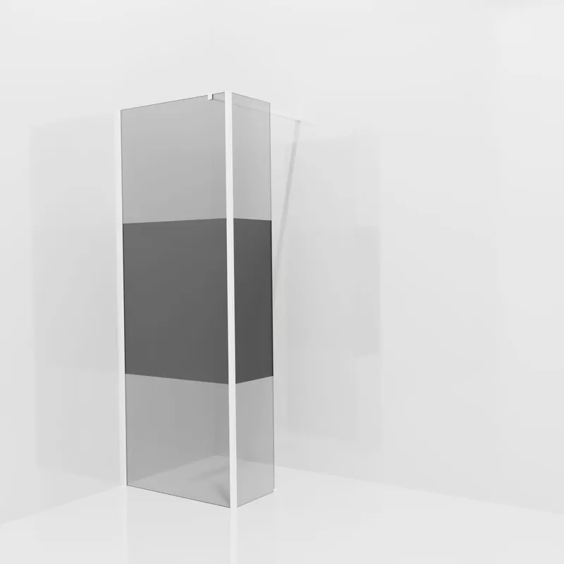 Balmani Modular douche à l‘italienne avec paroi latérale fixe 80 x 200 cm, Verre fumé avec bande mate, Profil Blanc mat