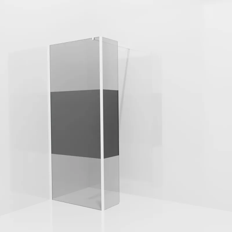 Balmani Modular douche à l‘italienne avec paroi latérale fixe 90 x 200 cm, Verre fumé avec bande mate, Profil Blanc mat