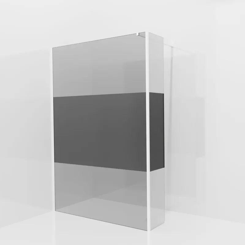 Balmani Modular douche à l‘italienne avec paroi latérale fixe 140 x 200 cm, Verre fumé avec bande mate, Profil Blanc mat