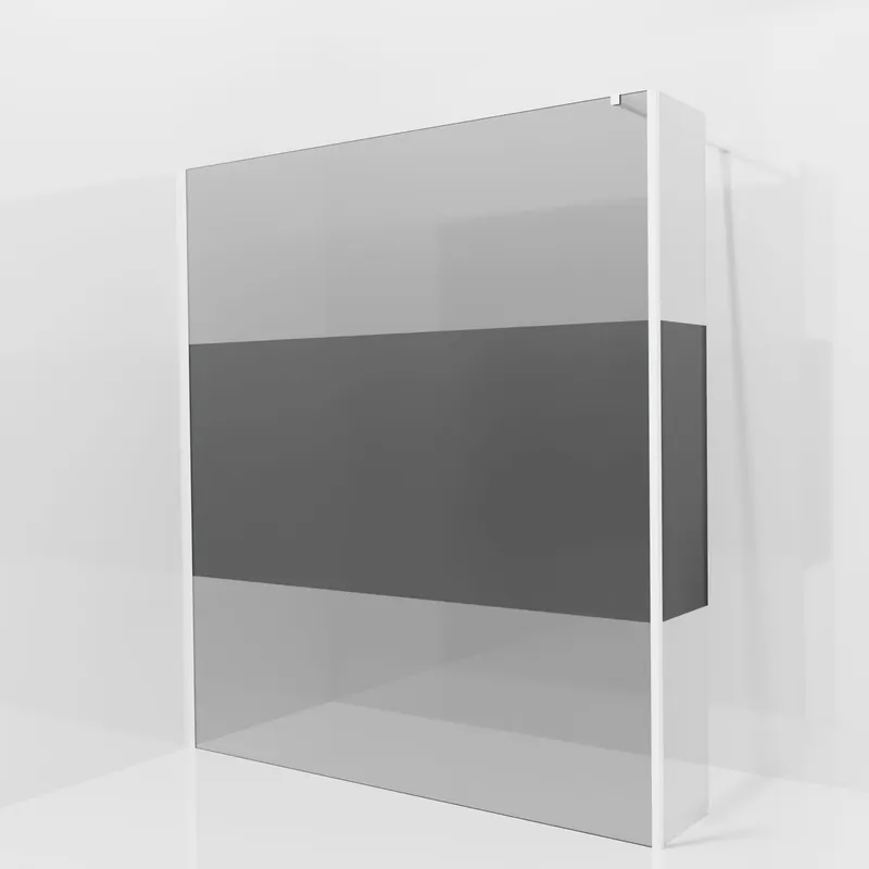 Balmani Modular douche à l‘italienne avec paroi latérale fixe 180 x 200 cm, Verre fumé avec bande mate, Profil Blanc mat