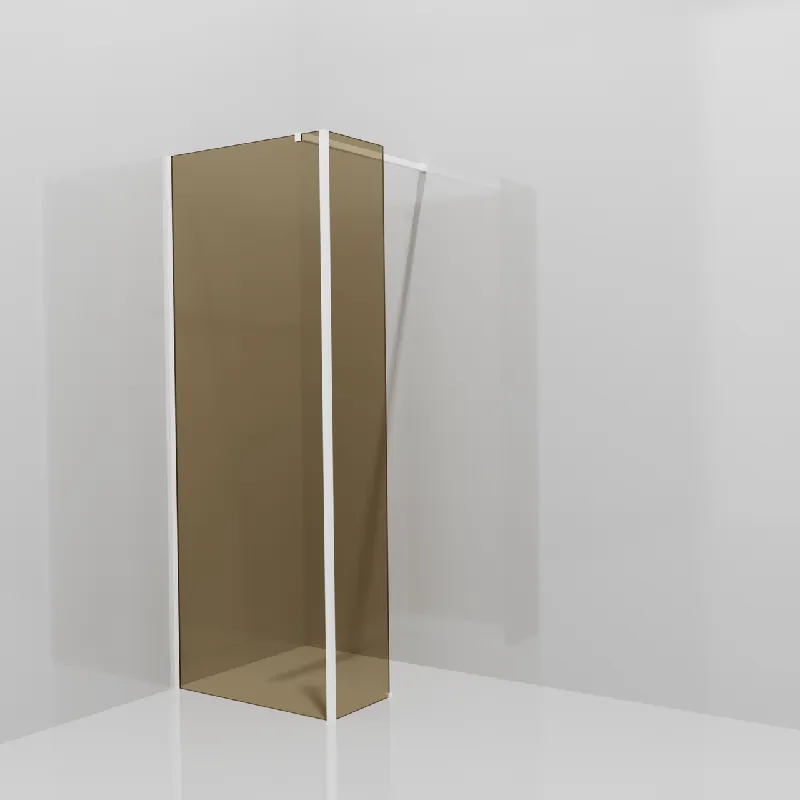 Balmani Modular douche à l‘italienne avec paroi latérale fixe 80 x 200 cm, Verre bronze, Profil Blanc mat