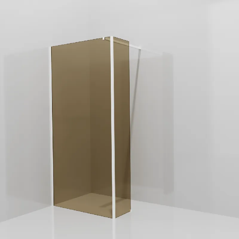 Balmani Modular douche à l‘italienne avec paroi latérale fixe 100 x 200 cm, Verre bronze, Profil Blanc mat