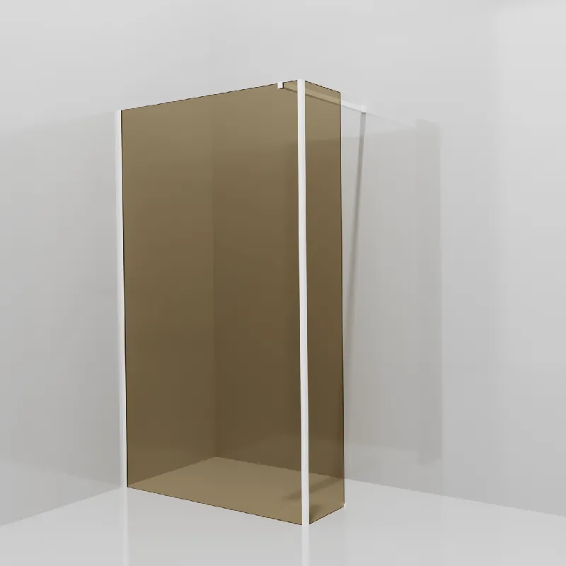 Balmani Modular douche à l‘italienne avec paroi latérale fixe 120 x 200 cm, Verre bronze, Profil Blanc mat