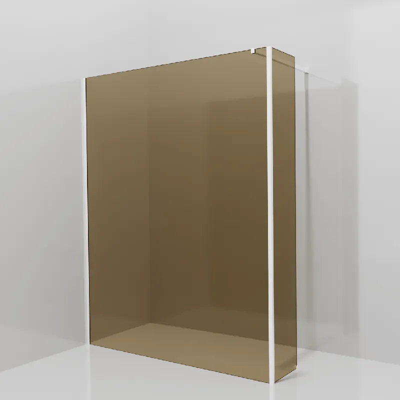 Balmani Modular douche à l‘italienne avec paroi latérale fixe 160 x 200 cm, Verre bronze, Profil Blanc mat