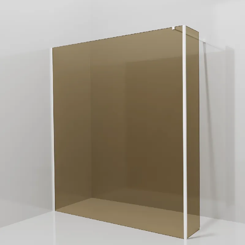Balmani Modular douche à l‘italienne avec paroi latérale fixe 180 x 200 cm, Verre bronze, Profil Blanc mat