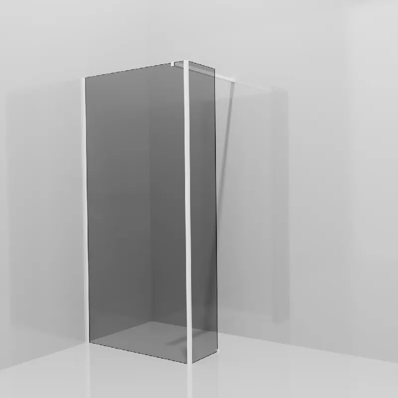 Balmani Modular douche à l‘italienne avec paroi latérale fixe 100 x 200 cm, Verre fumé, Profil Blanc mat