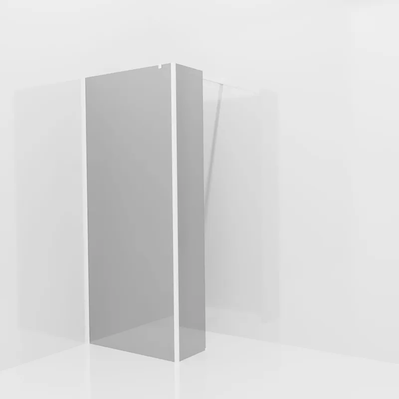 Balmani Modular douche à l‘italienne avec paroi latérale fixe 90 x 200 cm, Verre miroir reflex, Profil Blanc mat