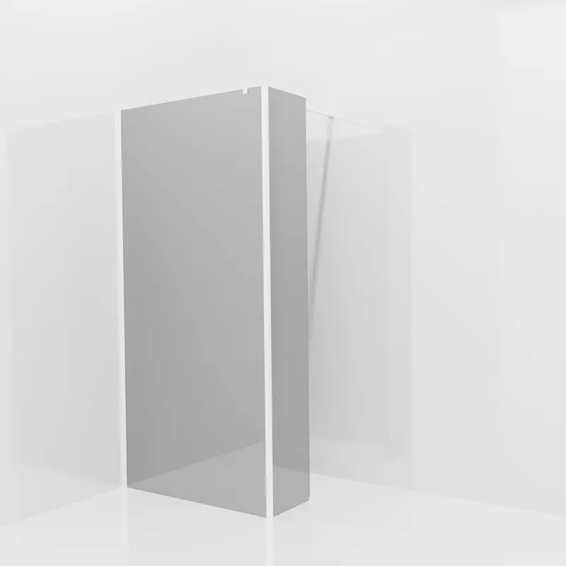 Balmani Modular douche à l‘italienne avec paroi latérale fixe 100 x 200 cm, Verre miroir reflex, Profil Blanc mat