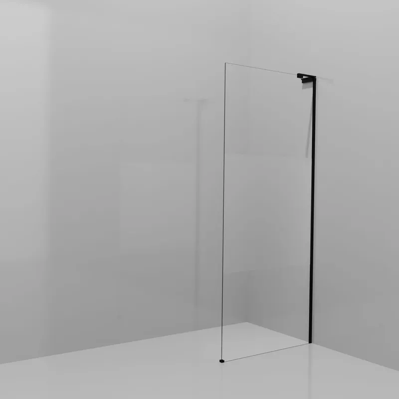 Balmani Modular douche à l‘italienne 90 x 200 cm, Verre transparent avec bande matte, avec coating, Profil Noir mat avec L-Shape