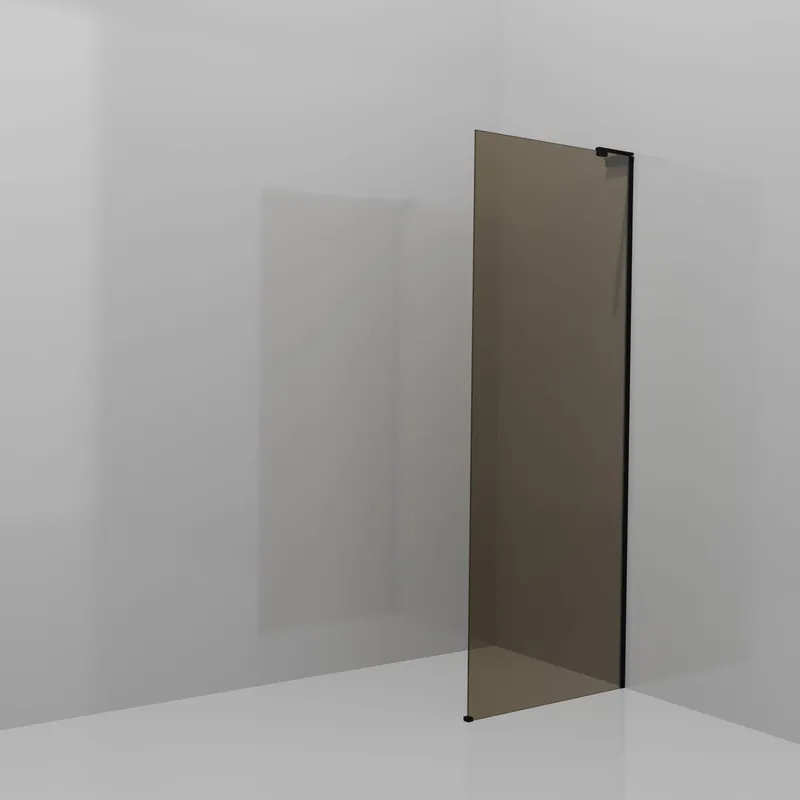 Balmani Modular douche à l‘italienne 80 x 200 cm, Verre bronze, avec coating, Profil Noir mat avec L-Shape