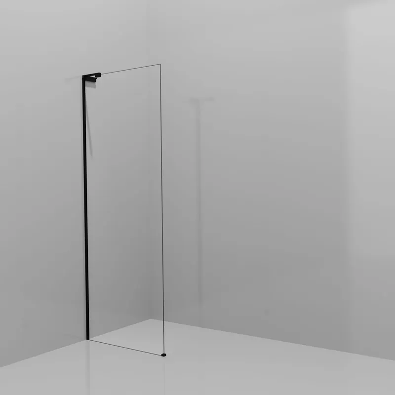 Balmani Modular douche à l‘italienne 80 x 200 cm, Verre transparent, avec coating, Profil Noir mat avec L-Shape