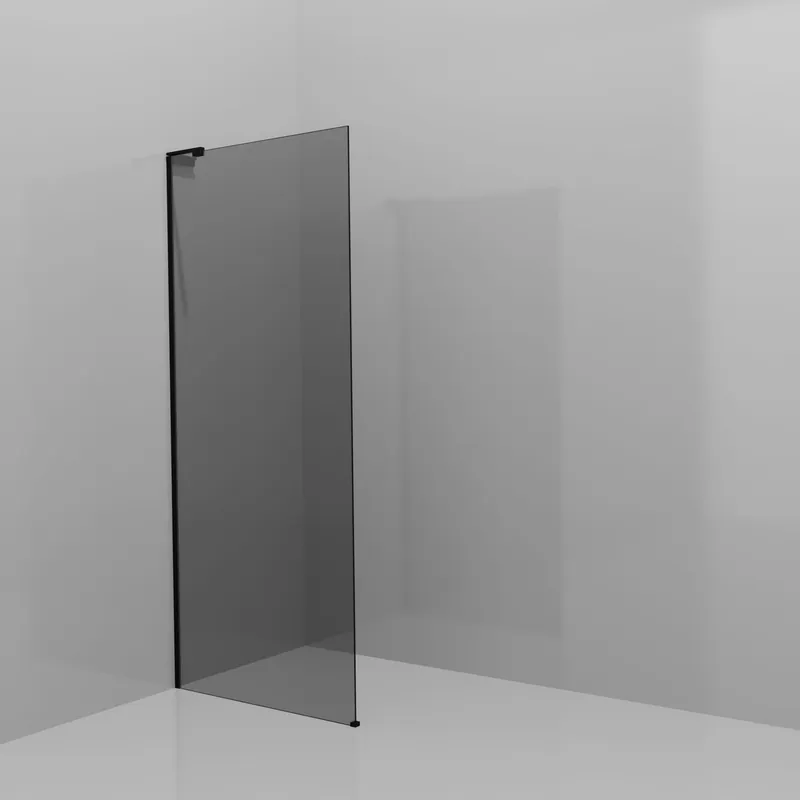 Balmani Modular douche à l‘italienne 90 x 200 cm, Verre fumé, avec coating, Profil Noir mat avec L-Shape