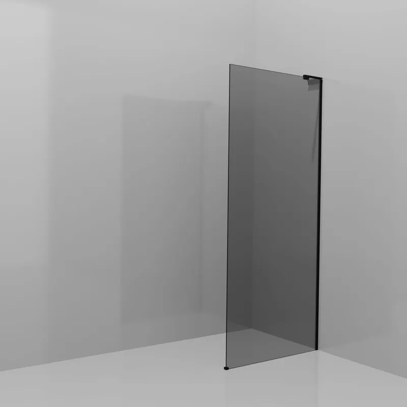 Balmani Modular douche à l‘italienne 90 x 200 cm, Verre fumé, avec coating, Profil Noir mat avec L-Shape