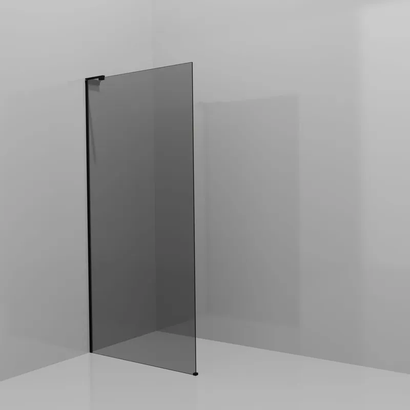 Balmani Modular douche à l‘italienne 100 x 200 cm, Verre fumé, avec coating, Profil Noir mat avec L-Shape